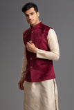 Dark Maroon Men's Nehru Waistcoat Indian Menswear - Asian Party Wear