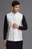 White Nehru Waistcoat Indian Men Festive Outfit - Asian Party Wear