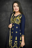 Navy Blue Frock Style Kurti Salwar Suit - Asian Party Wear