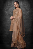 Sandstone Peach Readymade Matching Sharara & Dupatta Girls Party Dress - Asian Party Wear