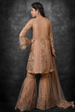 Sandstone Peach Readymade Matching Sharara & Dupatta Girls Party Dress - Asian Party Wear