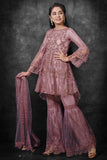 Deep Purple Indian Young Girls Party Gharara Suit - Asian Party Wear