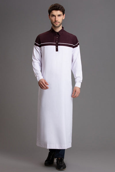 White & Maroon Men's Jubba - Asian Party Wear