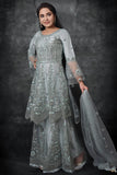 Mint Grey Heavy Embroidered Girls Wedding Lehenga Choli - Asian Party Wear