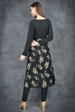 Black Floral Print Churidaar Suit - Asian Party Wear