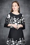 Black Floral Printed Designer Gown - Asian Party Wear