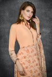 Peach Nougat Floral Printed Designer Readymade Salwar Kameez - Asian Party Wear