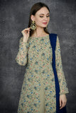 Beige Front Slit Readymade Salwar Kameez - Asian Party Wear