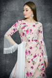 Pink & White Floral Printed Readymade Sharara Suit - Asian Party Wear