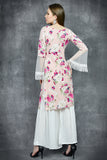 Pink & White Floral Printed Readymade Sharara Suit - Asian Party Wear