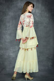 Cream & Maroon Elegant New Pakistani Designer Sharara Suit - Asian Party Wear