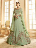 PEPPER STEM GREEN INDIAN MEHNDI WEDDING MAYOUN GOWN - Asian Party Wear