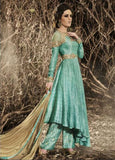 Turquoise Nakkashi Indian Wedding Palazzo Suit - Asian Party Wear