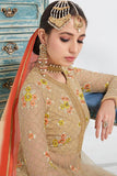 BEIGE INDIAN WEDDING AND PARTY PALAZZO SUIT - Asian Party Wear