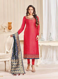 Red Straight Indian Party Wear Churidar Suit - Asian Party Wear