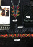 BLACK ETHNIC EMBROIDERED PAKISTANI DESIGNER INSPIRED LAWN SUIT - Asian Party Wear