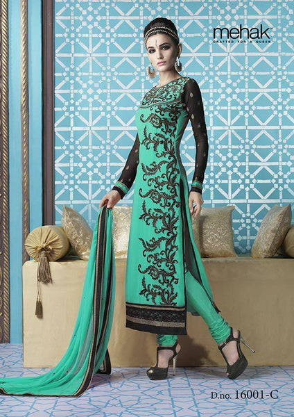 M16001 MEHAK GREEN GEORGETTE SALWAR KAMEEZ - Asian Party Wear