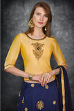 Classic Blue & Yellow Pakistani Designer Party Wear Lehenga - Asian Party Wear