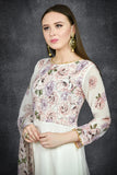 Brilliant White Floral Printed Flow Dress - Asian Party Wear