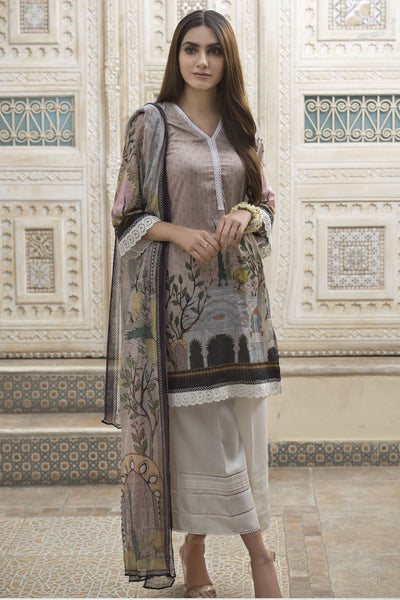 BROWN PAKISTANI SUMMER WEAR SALWAR KAMEEZ - Asian Party Wear