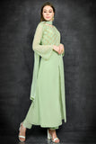 Pista Green Ethnic Slit Style Circular Suit - Asian Party Wear