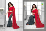 16447 Red With Black Vinay Sheesha Star Walk Saree - Asian Party Wear