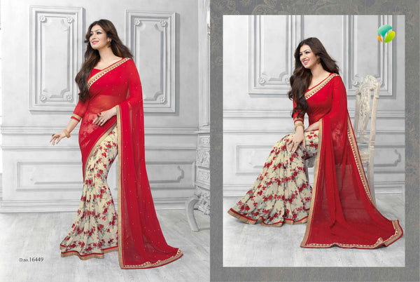 16449 Red Vinay Sheesha Star Walk Saree - Asian Party Wear