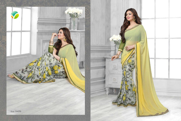 16450 Yellow Green Vinay Sheesha Star Walk Saree - Asian Party Wear