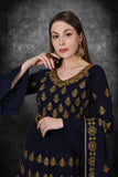 NAVY BLAZER BLUE ANARKALI FROCK STYLE DRESS - Asian Party Wear