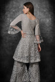 Grey Heavy Embroidered Pakistani Wedding Gharara Suit - Asian Party Wear