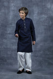 Navy Blue & White Kids Eid Kurta Shalwar Pakistani Boys Suit - Asian Party Wear