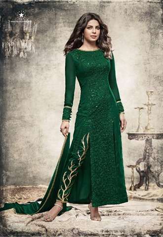 H5149 -GREEN HEROINE PRIYANKA CHOPRA HIT SALWAR KAMEEZ - Asian Party Wear