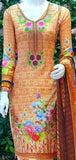 SAFFRON PEACH READYMADE PAKISTANI PRINTED LAWN SUIT - Asian Party Wear