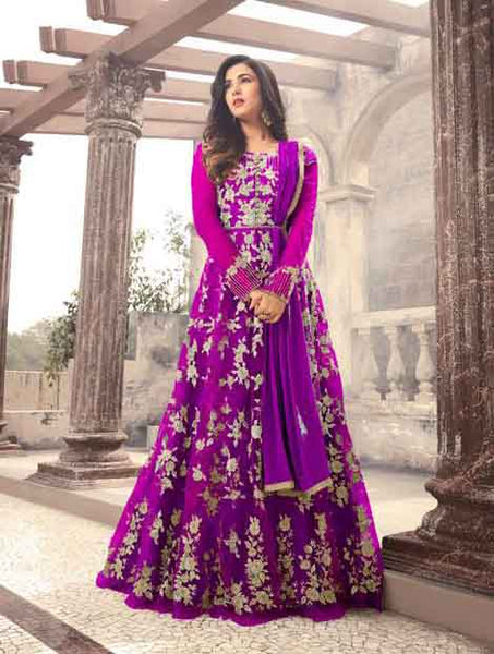 PURPLE WOMEN GIRLS BRIDESMAIDS PARTY OCCASIONAL DESIGNER WEAR - Asian Party Wear