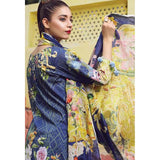 ESHAISHA D-16 BLUE LAWN EMBROIDERED SUMMER WEAR SUIT - Asian Party Wear