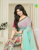 Z17072 TURQUOISE AND RED AYESHA TAKIA “SHEESHA STAR WALK”GEORGETTE SAREE - Asian Party Wear