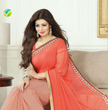 17073 ORANGE AYESHA TAKIA “SHEESHA STAR WALK”GEORGETTE UNSTITCHED SAREE - Asian Party Wear