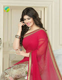 17077 RED AYESHA TAKIA “SHEESHA STAR WALK”GEORGETTE SEMI STITCHED SAREE - Asian Party Wear