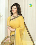 17078 PRIMROSE YELLOW AYESHA TAKIA “SHEESHA STAR WALK”GEORGETTE SAREE - Asian Party Wear