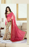 17081 RED FLORAL PRINTED AYESHA TAKIA “SHEESHA STAR WALK”GEORGETTE SAREE - Asian Party Wear