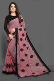 ZAC20-30 ROSE PINK & BLACK INDIAN PARTY FESTIVE SAREE - Asian Party Wear