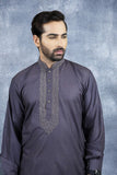 Mauve Embroidered Kurta Shalwar Pakistani Designer Menswear - Asian Party Wear