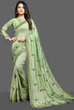 BISCAY GREEN INDIAN ETHNIC WEAR SAREE - Asian Party Wear