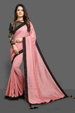 CORAL PINK & BLACK INDIAN PAKISTANI PARTY SAREE - Asian Party Wear