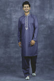 Grey Men Embroidered Kurta Shalwar Indian Festive Outfit - Asian Party Wear