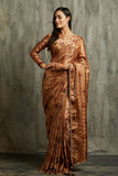 BROWN DIGITAL PRINTED INDIAN ETHNIC STYLE SAREE - Asian Party Wear