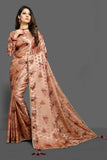 ZAC20-15 PEACH DIGITAL PRINTED FESTIVE EID SAREE - Asian Party Wear