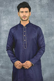 Navy Blue Pakistani Mens Kurta Pajama Eid Suit - Asian Party Wear