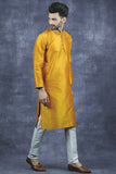 Mustard & White Mens Wedding Kurta Pajama Indian Designer Suit - Asian Party Wear