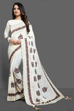 ZAC20-01 BRILLIANT WHITE HEAVILY EMBELLISHED SAREE - Asian Party Wear